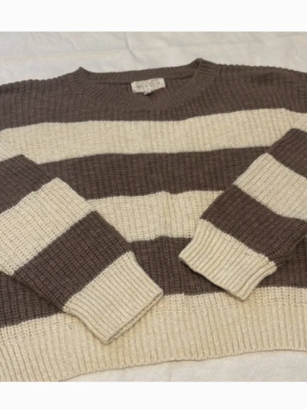 WILD SKYE Side Lace-Up Striped Knit Sweater - Size Medium